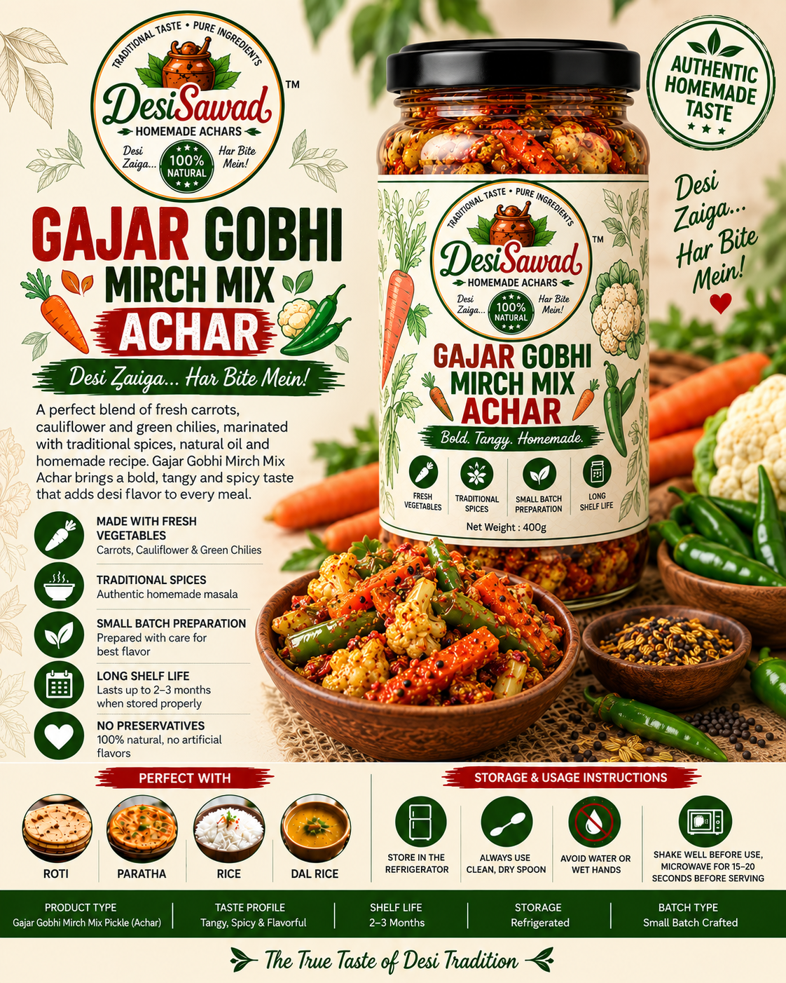 Gajar Gobhi Mirch Mix Achaar