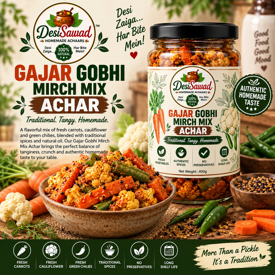 Gajar Gobhi Mirch Mix Achaar
